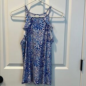 Lilly Pulitzer Blue and White Ruffled Top